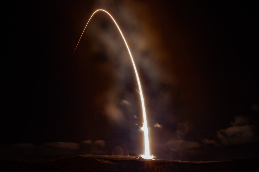Falcon 9 rocket lift-off.