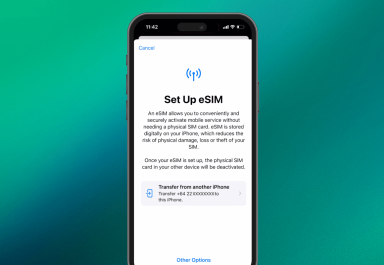 Step 2 of eSIM Quick Transfer on Apple from your previous iPhone to your new one.