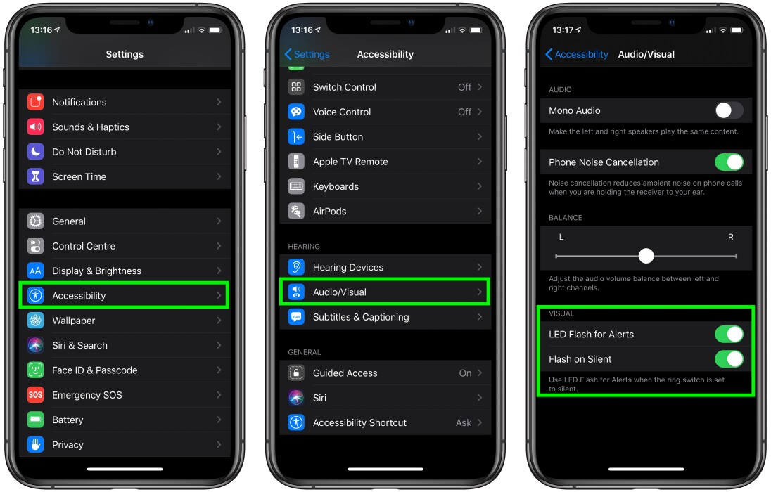 how to get visual LED flash alerts