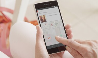 User in action executing video call on smart device