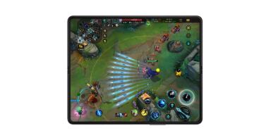 Unfolded Galaxy fold3 5g showing a game on the screen