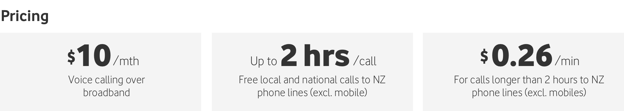 Voice calling over broadband pricing