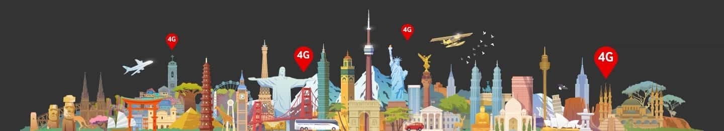 Only Vodafone gives you 4G roaming to over 100 destinations across the world