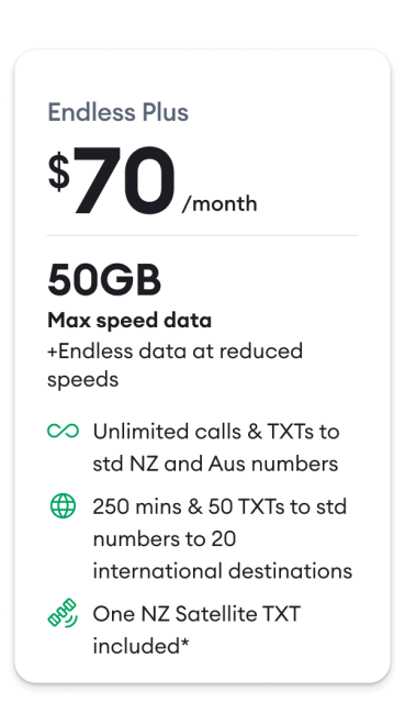Prepay Endless Plus for $70 with 50GB of prepay data.