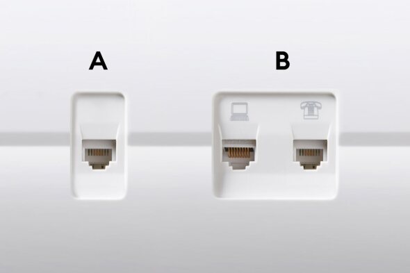 Socket type A has one hole and socket type B has 2 holes
