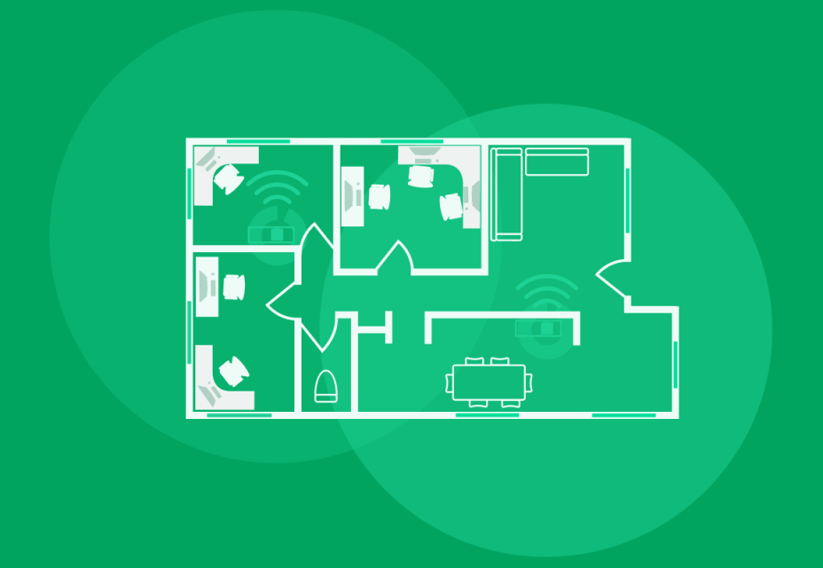 Map of a house showing wall-to-wall coverage with SuperWifi