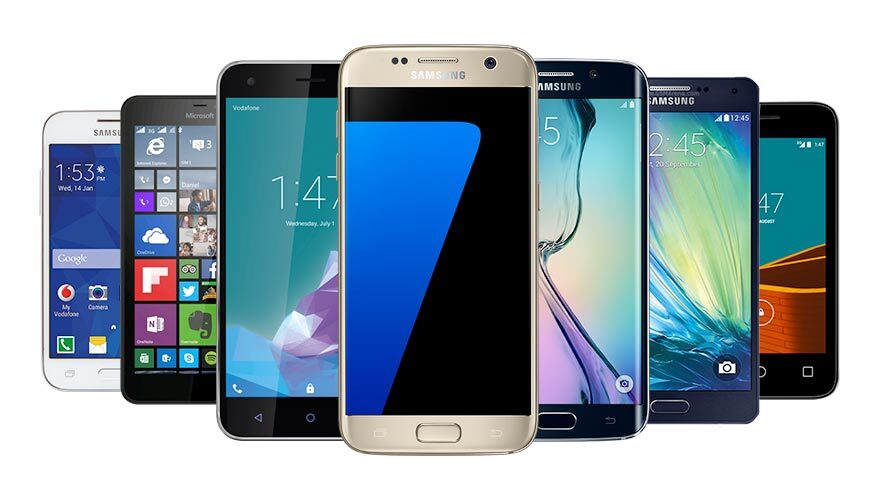 A range of smartphones.