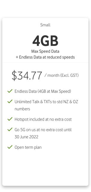Small 4GB $34.77/month (Excl. GST)