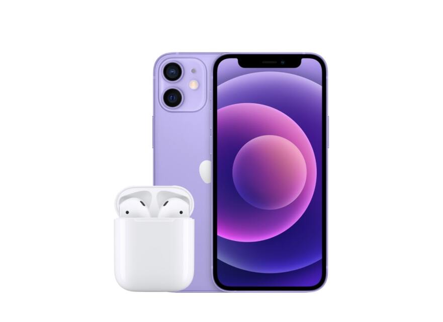 iPhone 12 mini with AirPods