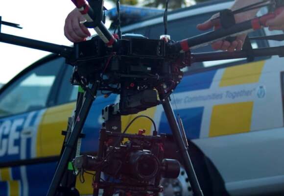 Phone of NZ police car with drone