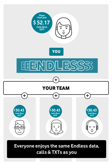 Team of 1-4 endless business mobile plans