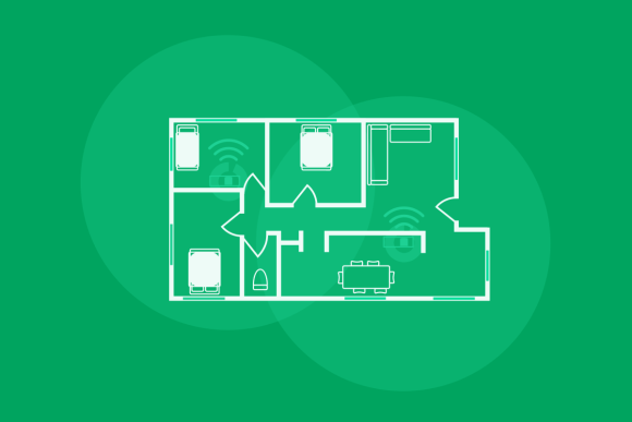 A house plan showing all rooms and WiFi signal, using SupwerWifi.